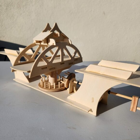 Hand-Built Swing Bridge Model Hand Crank Gears Wooden Wood based on Newcastle-up - Picture 1 of 13